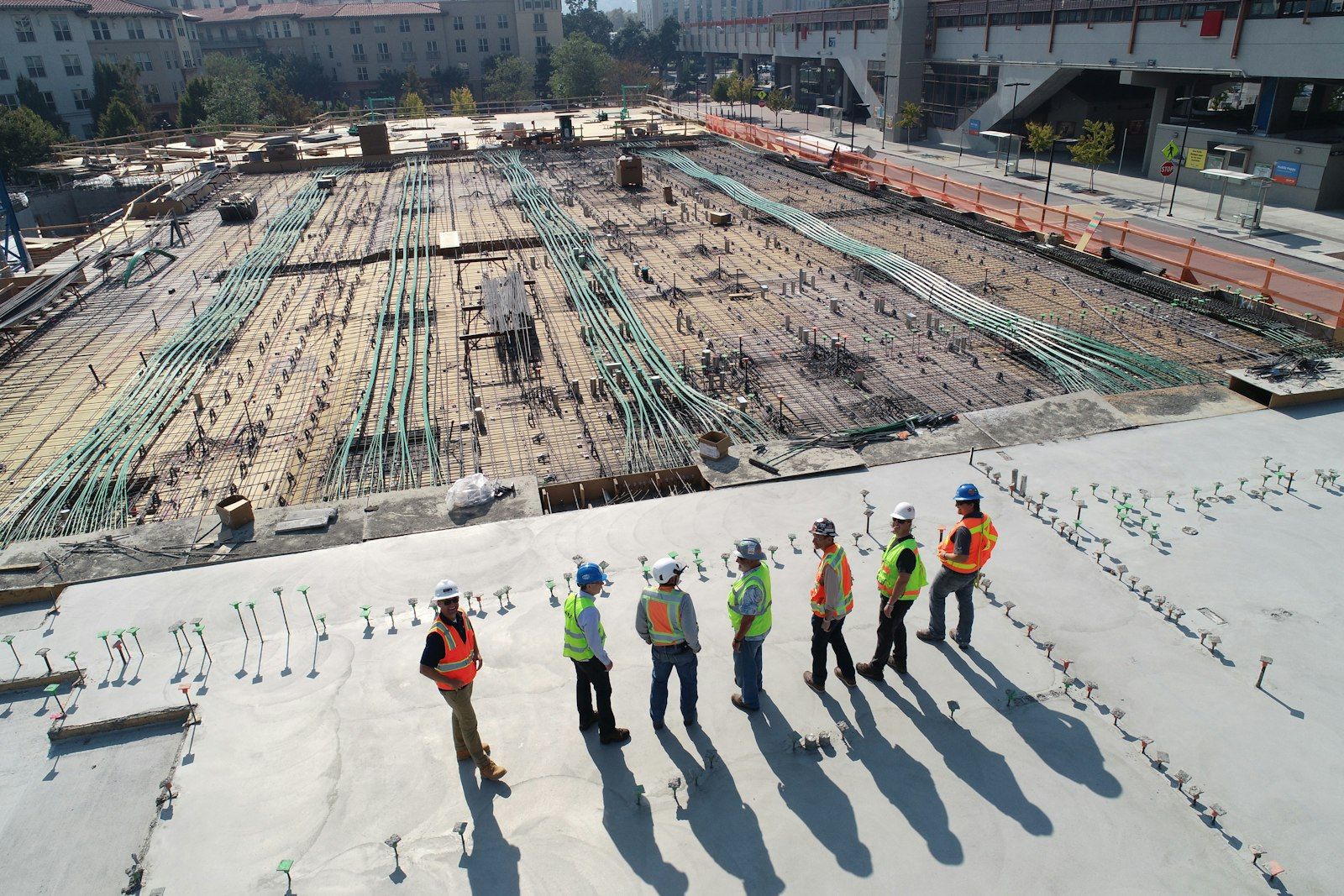 Construction site team at work